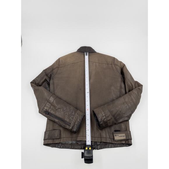 Vintage G-Star RAW GS 33 Distressed Leather Moto Jacket Brown Size S - Picture 12 of 12